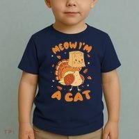 Meow I'm A Cat Funny Turkey Thanksgiving Toddler T-Shirt thumb 2