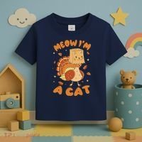 Meow I'm A Cat Funny Turkey Thanksgiving Toddler T-Shirt thumb 3