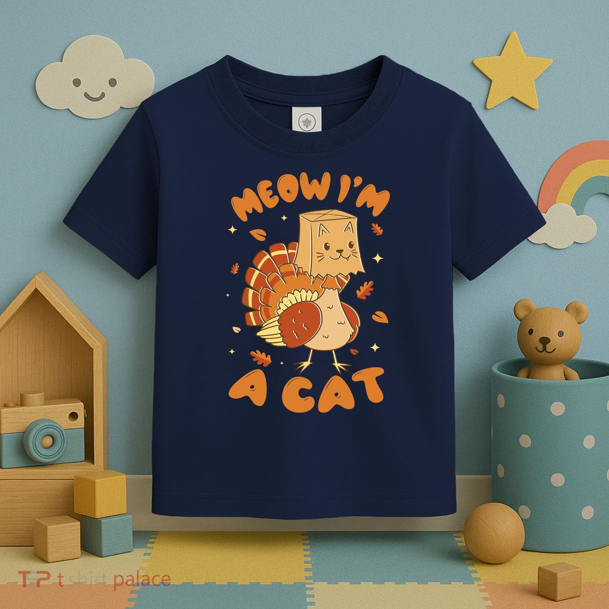 Meow I'm A Cat Funny Turkey Thanksgiving Toddler T-Shirt