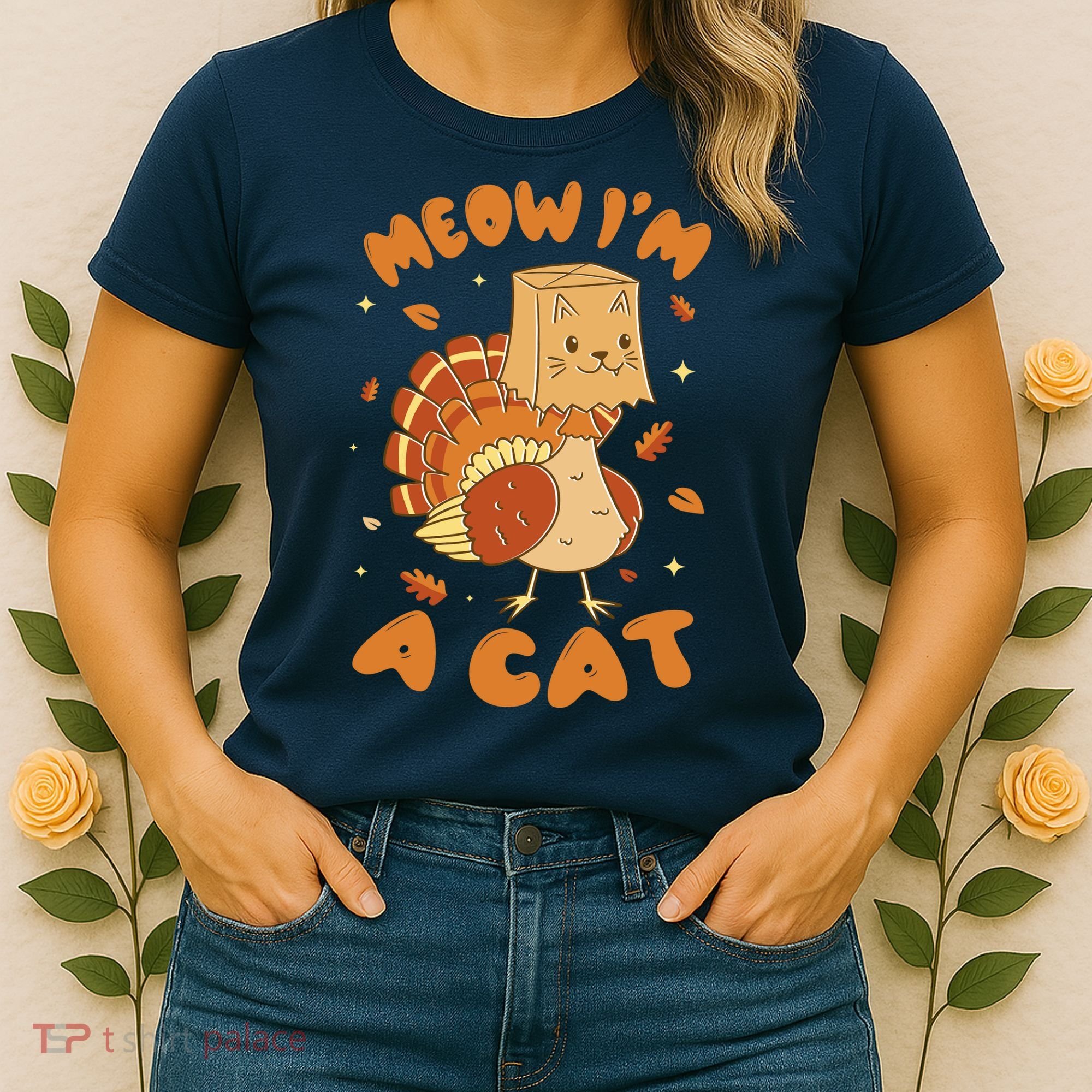 Meow I'm A Cat Funny Turkey Thanksgiving Women's T-Shirt