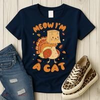 Meow I'm A Cat Funny Turkey Thanksgiving Women's T-Shirt thumb 3