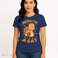 Meow I'm A Cat Funny Turkey Thanksgiving Women's T-Shirt thumb 4