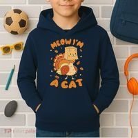 Meow I'm A Cat Funny Turkey Thanksgiving Kids Hoodie thumb 2