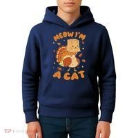 Meow I'm A Cat Funny Turkey Thanksgiving Kids Hoodie thumb 4