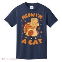 Meow I'm A Cat Funny Turkey Thanksgiving Kids T-Shirt thumb 0