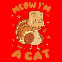 Meow I'm A Cat Funny Turkey Thanksgiving Santa Hat thumb 1