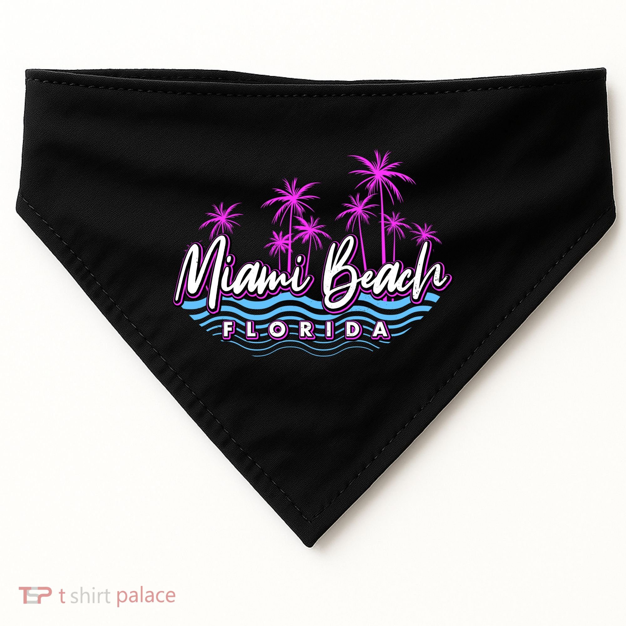 Miami Beach Florida Neon USA-Made Doggie Bandana