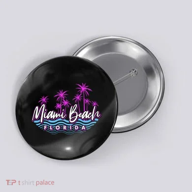 Miami Beach Florida Neon Button