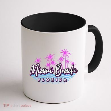 Miami Beach Florida Neon Coffee Mug back