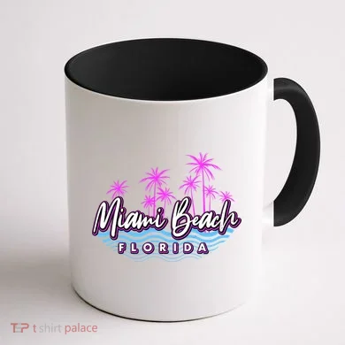 Miami Beach Florida Neon Coffee Mug back