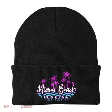 Miami Beach Florida Neon Beanie
