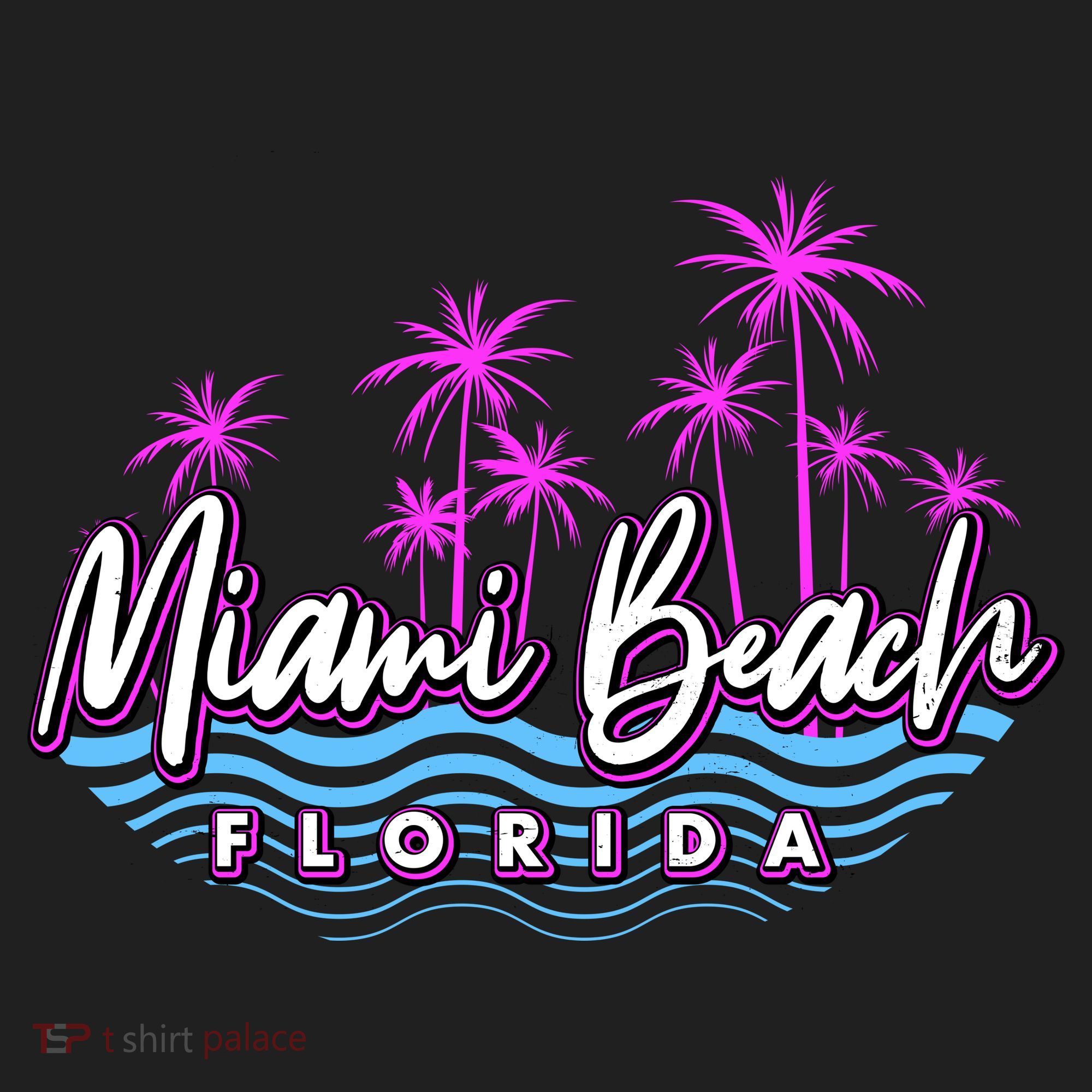 Miami Beach Florida Neon Golf Towel