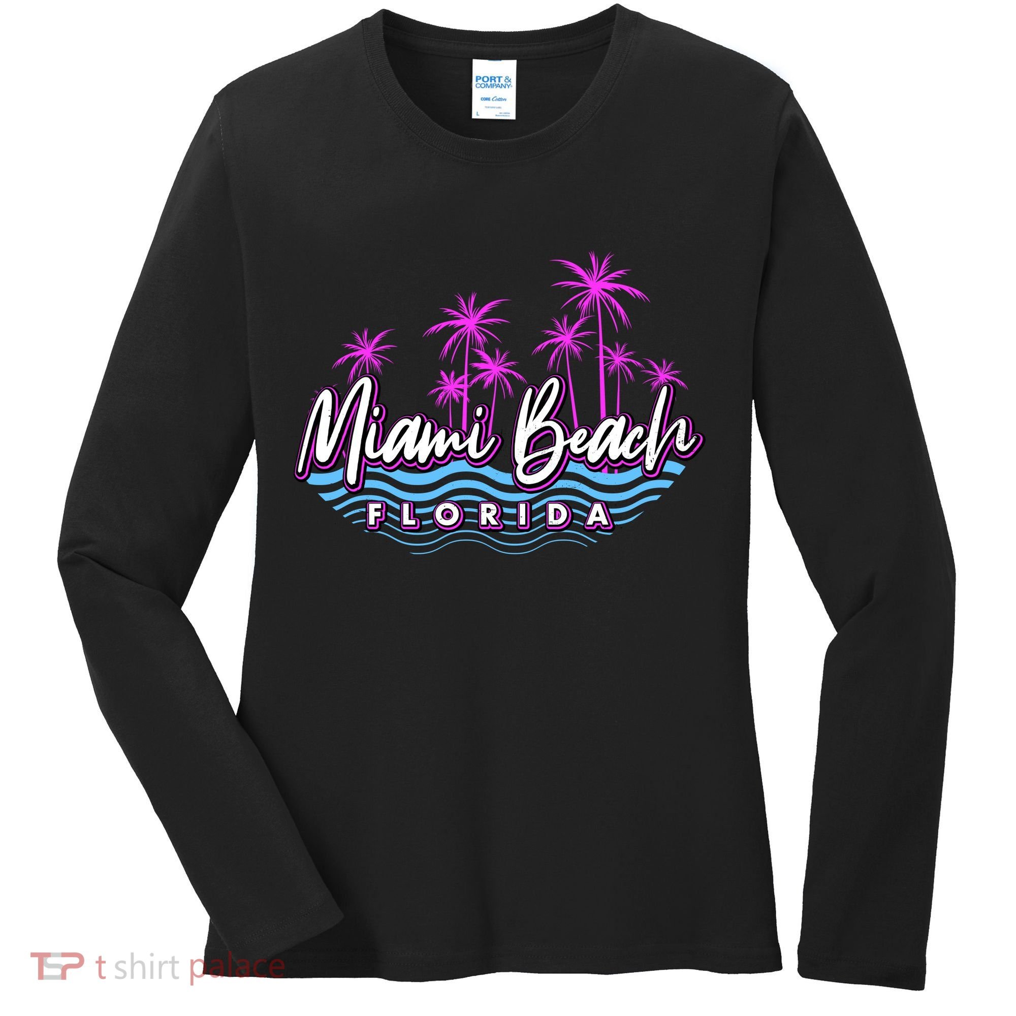 Miami Beach Florida Neon Women's Long Sleeve Shirt