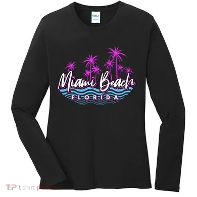 Miami Beach Florida Neon Women's Long Sleeve Shirt