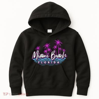 Miami Beach Florida Neon Kids Hoodie