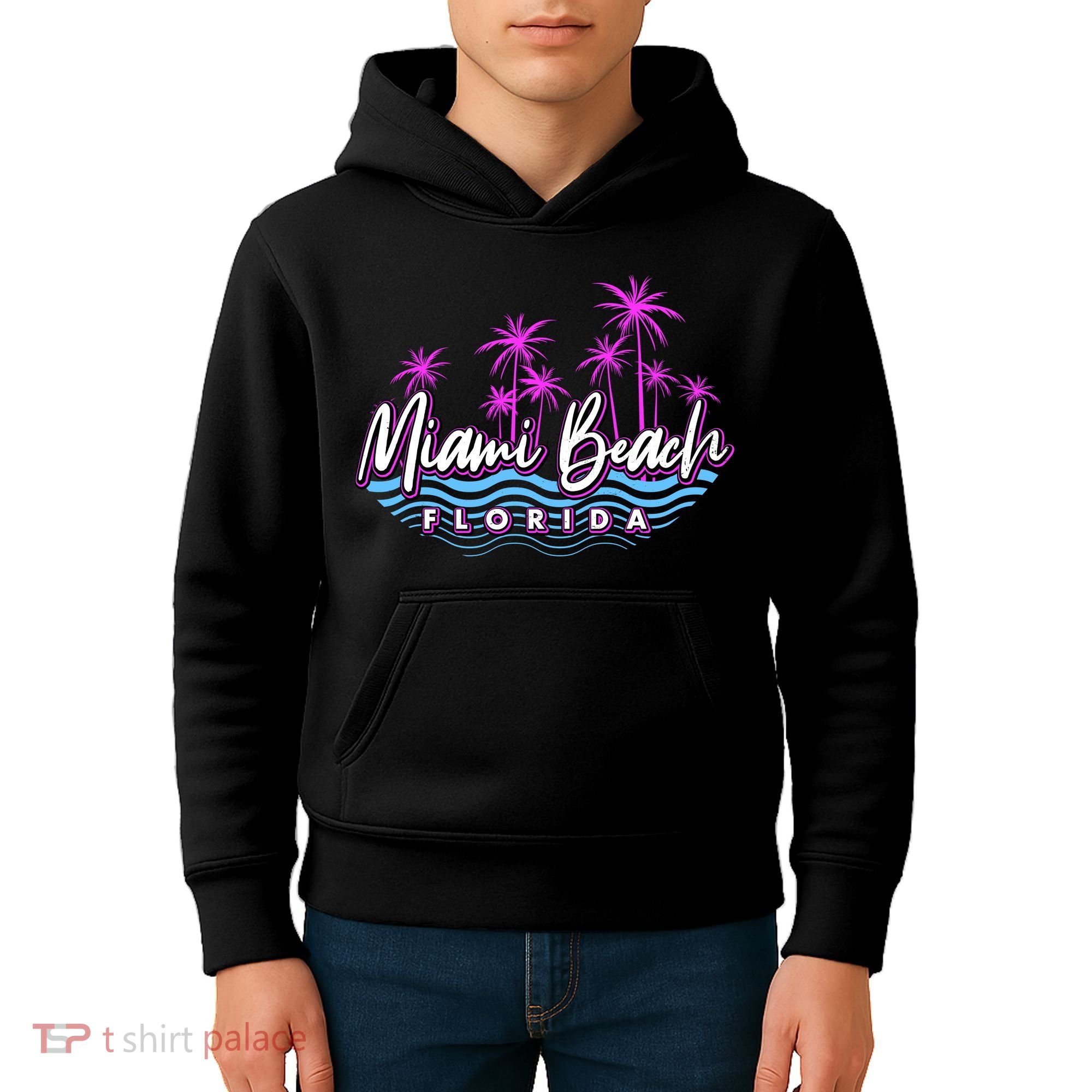 Miami Beach Florida Neon Kids Hoodie
