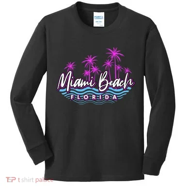 Miami Beach Florida Neon Kids Long Sleeve Shirt