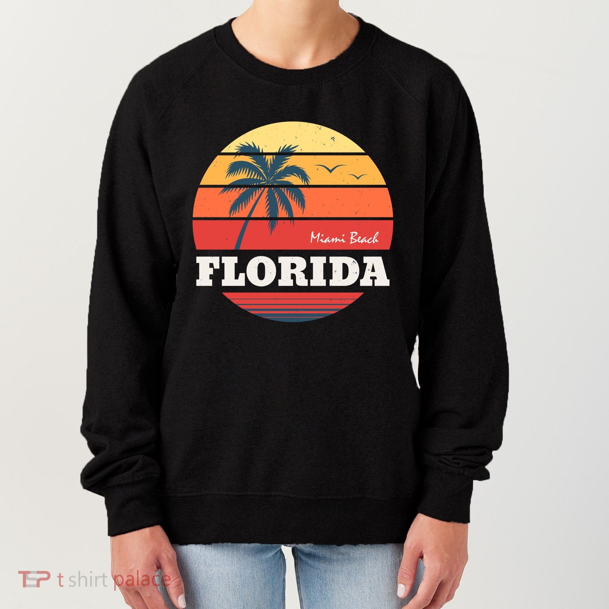 Miami Beach Florida Retro Circle Women's Sweatshirt