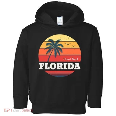 Miami Beach Florida Retro Circle Toddler Hoodie