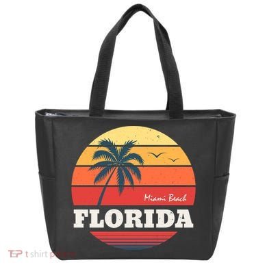 Miami Beach Florida Retro Circle Tote Bag