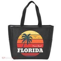 Miami Beach Florida Retro Circle Tote Bag thumb 0