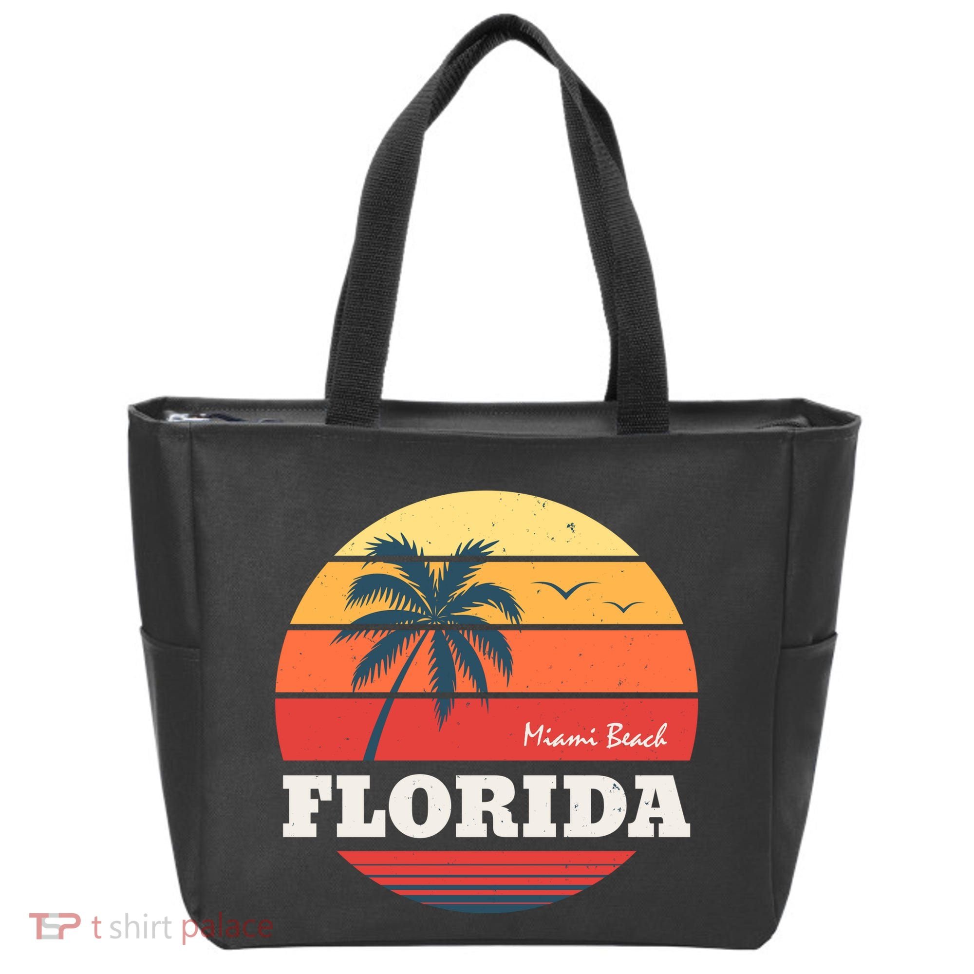 Miami Beach Florida Retro Circle Tote Bag