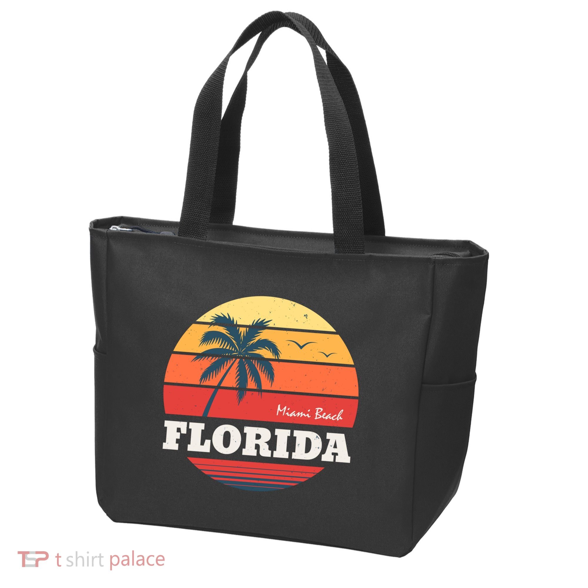 Miami Beach Florida Retro Circle Tote Bag