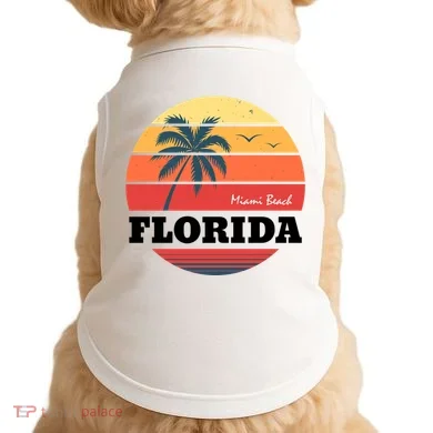 Miami Beach Florida Retro Circle Doggie Tank