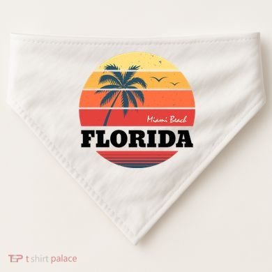 Miami Beach Florida Retro Circle USA-Made Doggie Bandana