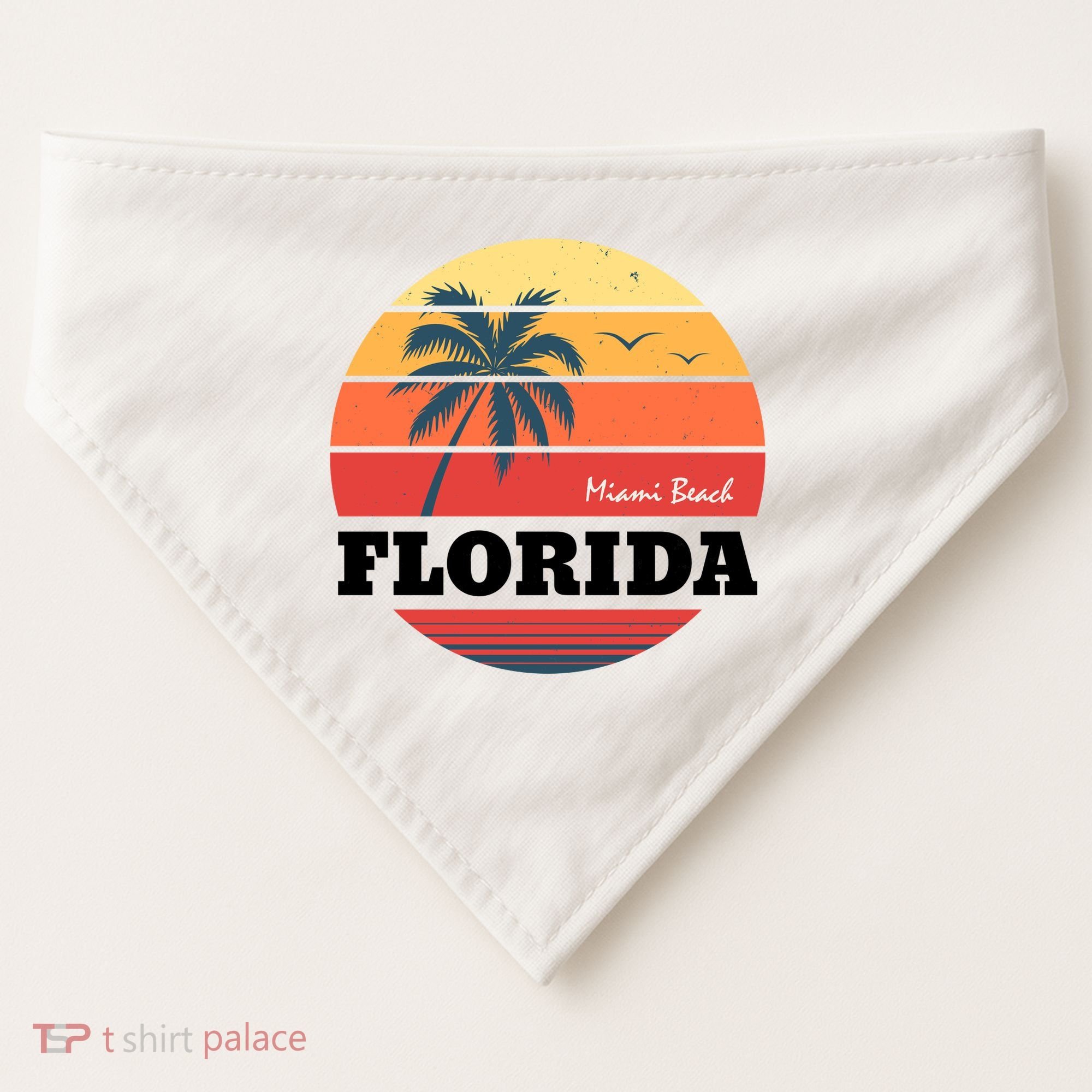Miami Beach Florida Retro Circle USA-Made Doggie Bandana