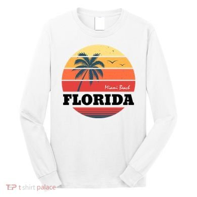 Miami Beach Florida Retro Circle Long Sleeve Shirt