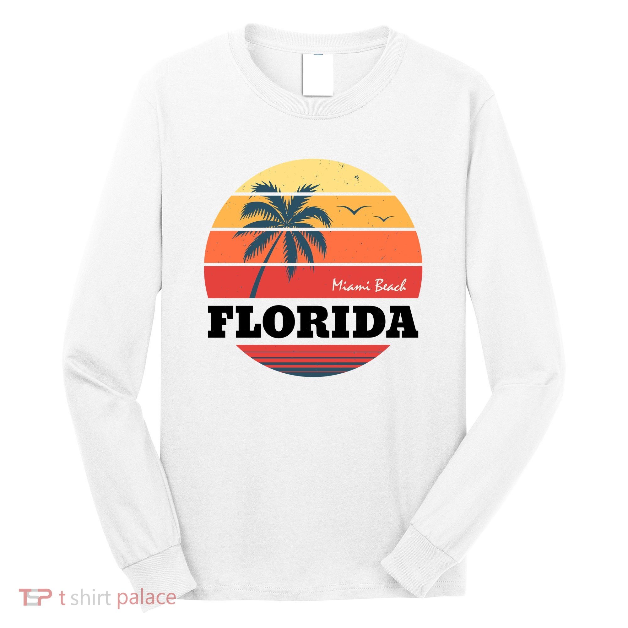 Miami Beach Florida Retro Circle Long Sleeve Shirt