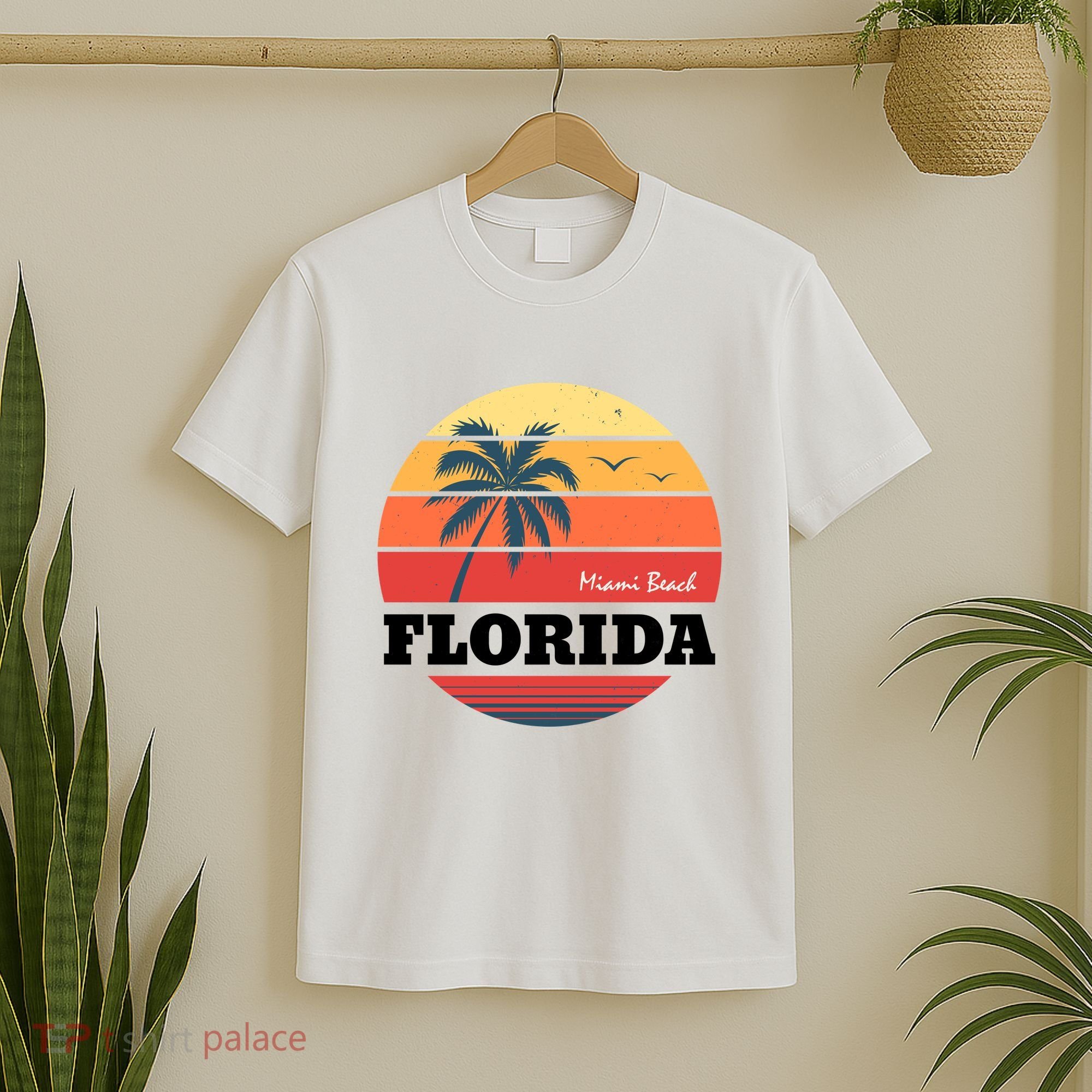 Miami Beach Florida Retro Circle T-Shirt