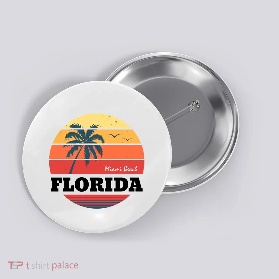 Miami Beach Florida Retro Circle Button