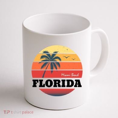Miami Beach Florida Retro Circle Coffee Mug back