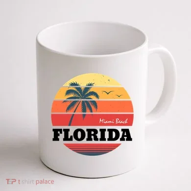 Miami Beach Florida Retro Circle Coffee Mug back