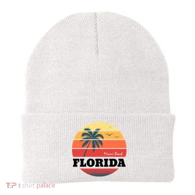 Miami Beach Florida Retro Circle Beanie