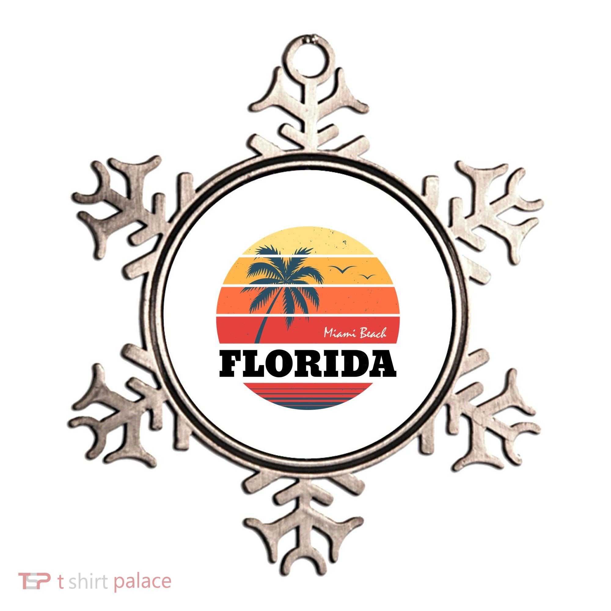 Miami Beach Florida Retro Circle Ornament