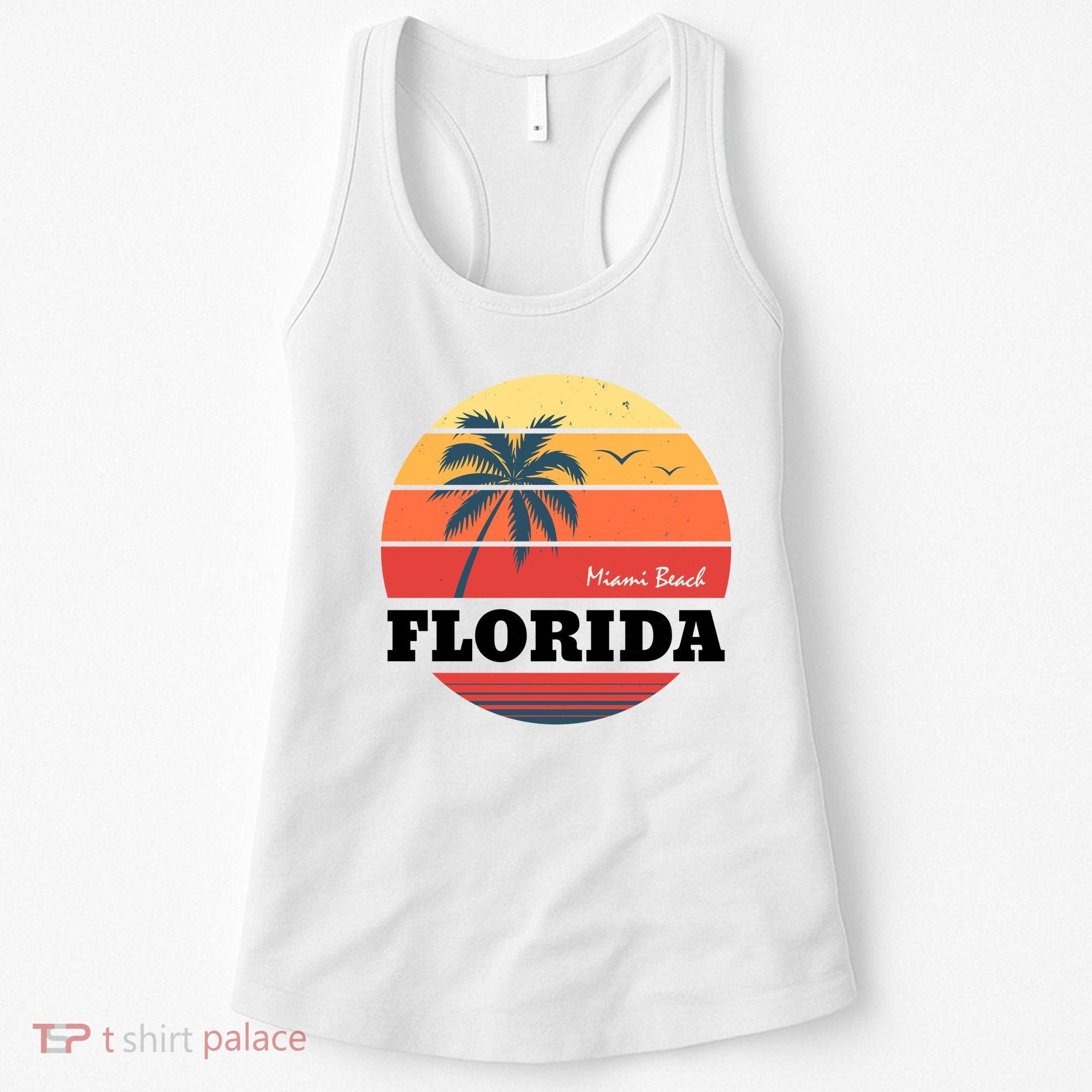 Miami Beach Florida Retro Circle Women's Tank Top