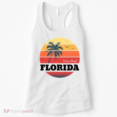 Miami Beach Florida Retro Circle Women's Tank Top