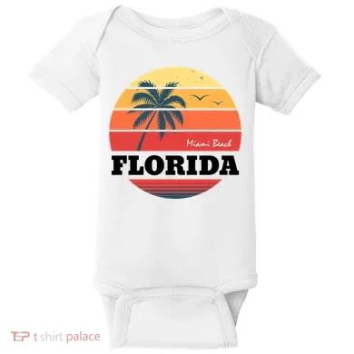 Miami Beach Florida Retro Circle Baby Bodysuit