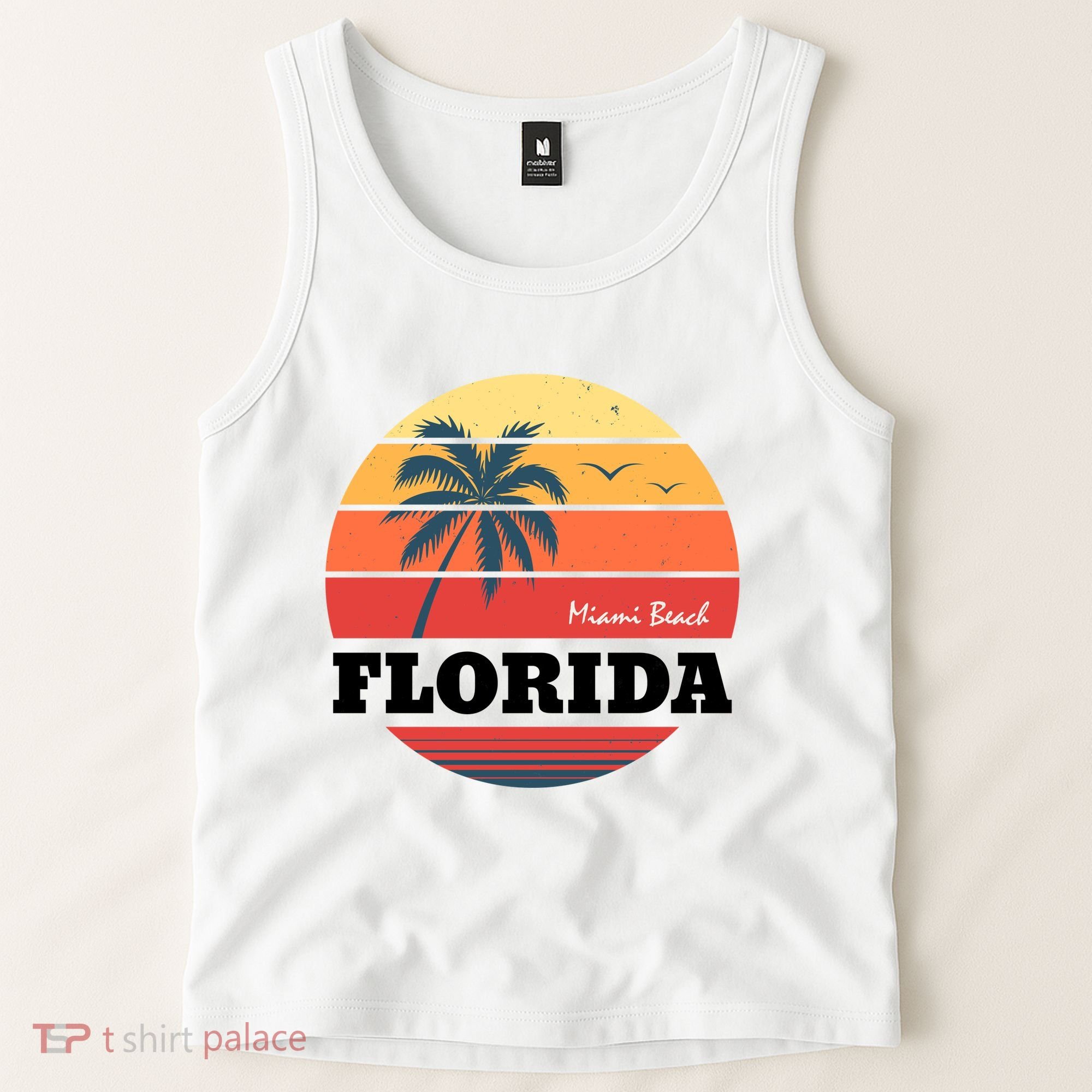 Miami Beach Florida Retro Circle Tank Top