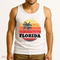 Miami Beach Florida Retro Circle Tank Top thumb 3
