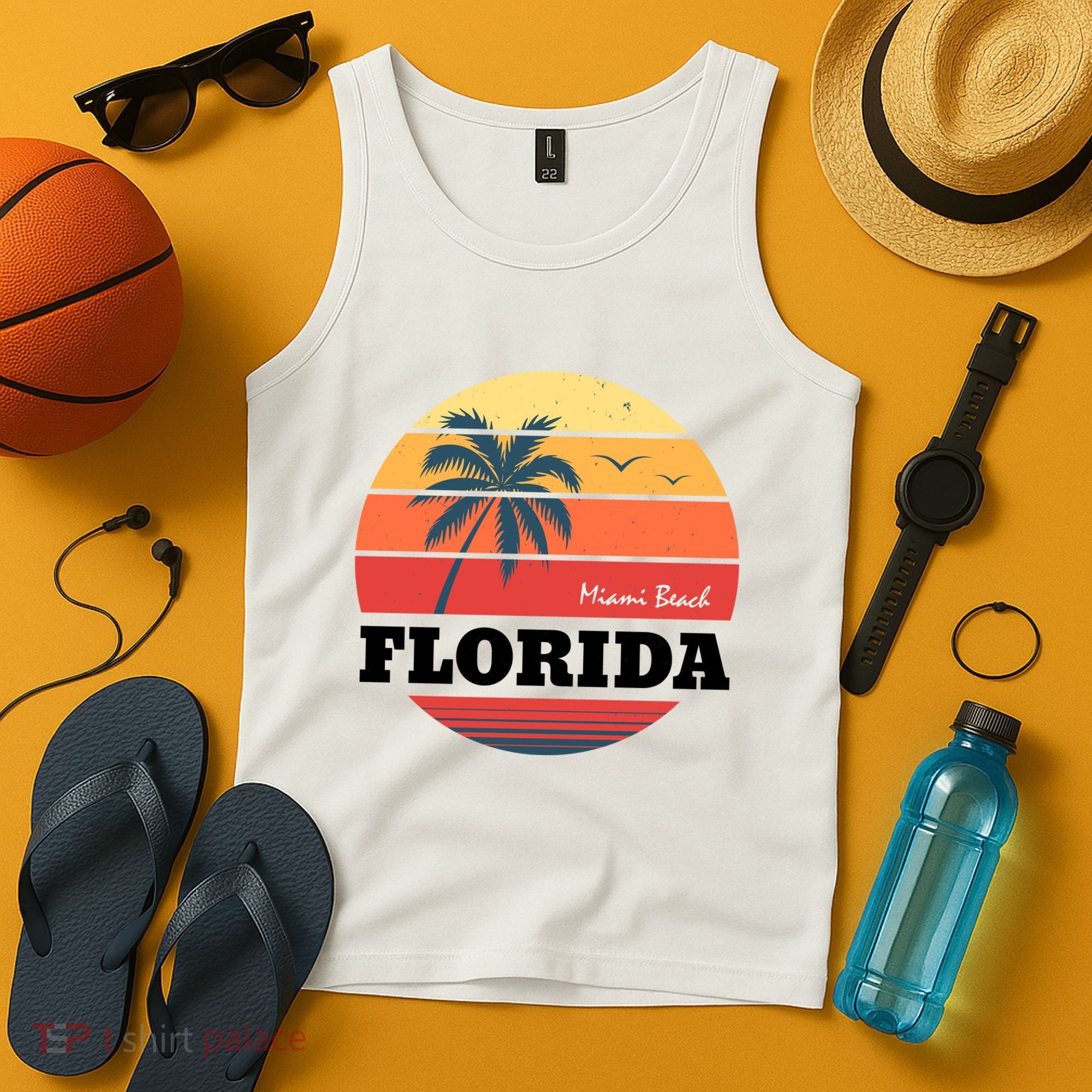 Miami Beach Florida Retro Circle Tank Top