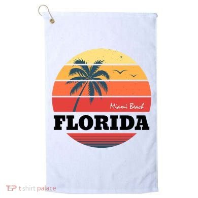 Miami Beach Florida Retro Circle Golf Towel