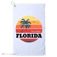 Miami Beach Florida Retro Circle Golf Towel thumb 0