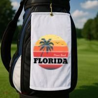 Miami Beach Florida Retro Circle Golf Towel thumb 2