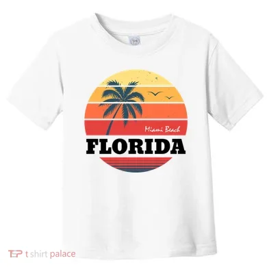 Miami Beach Florida Retro Circle Toddler T-Shirt