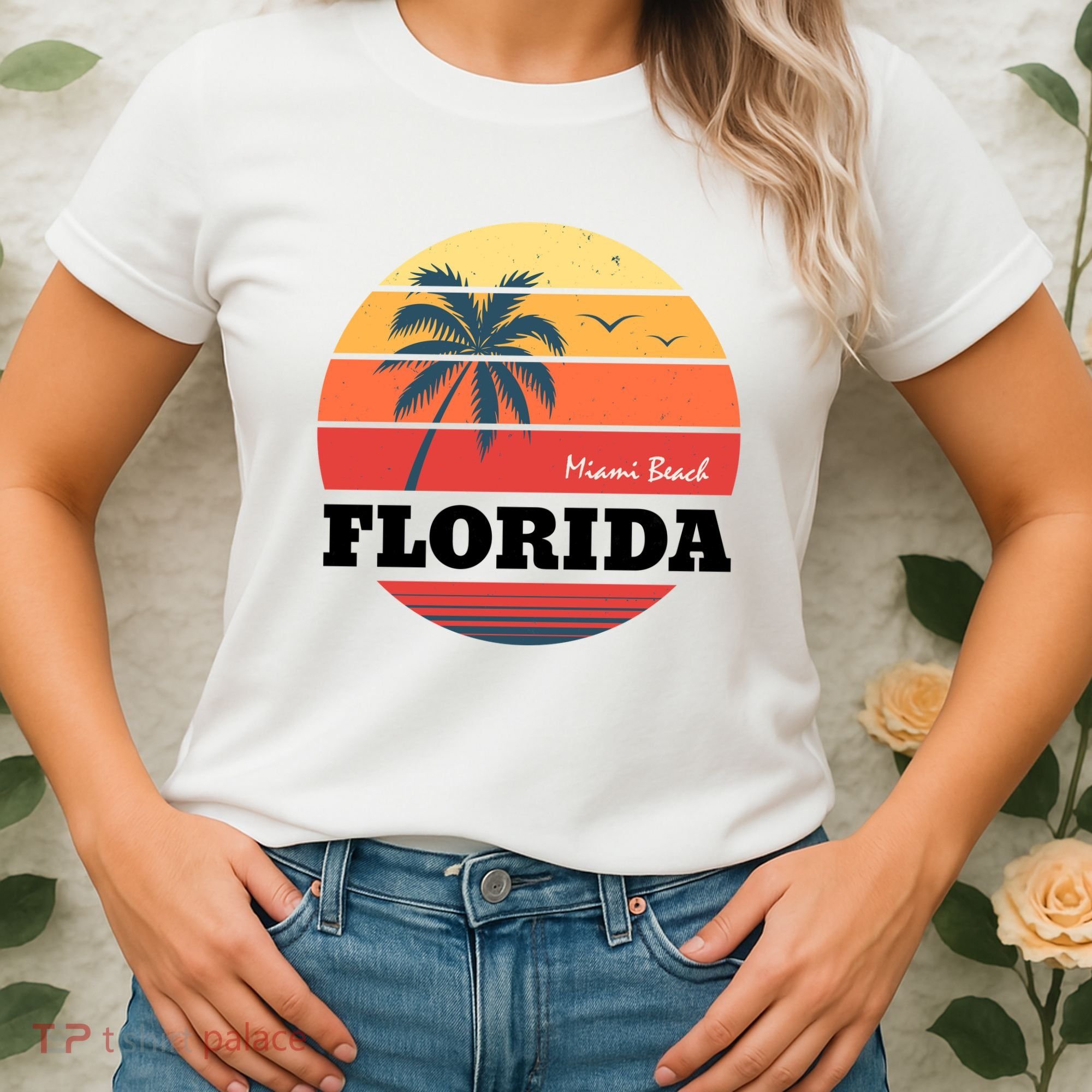 Miami Beach Florida Retro Circle Women's T-Shirt