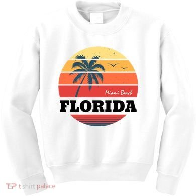 Miami Beach Florida Retro Circle Kids Sweatshirt